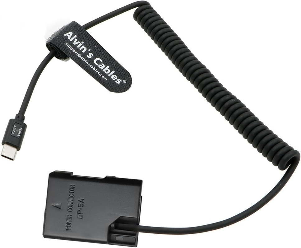 EN-EL14 Dummy Battery To PD USB-C Coiled Cable Power Adapter Replacement For Nikon D3100 D3200 D3300 D3400 D3500 D5100